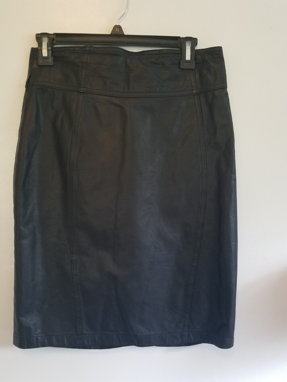 Black Genuine Leather Pencil Skirt Women's 9/10 Midi Classic
